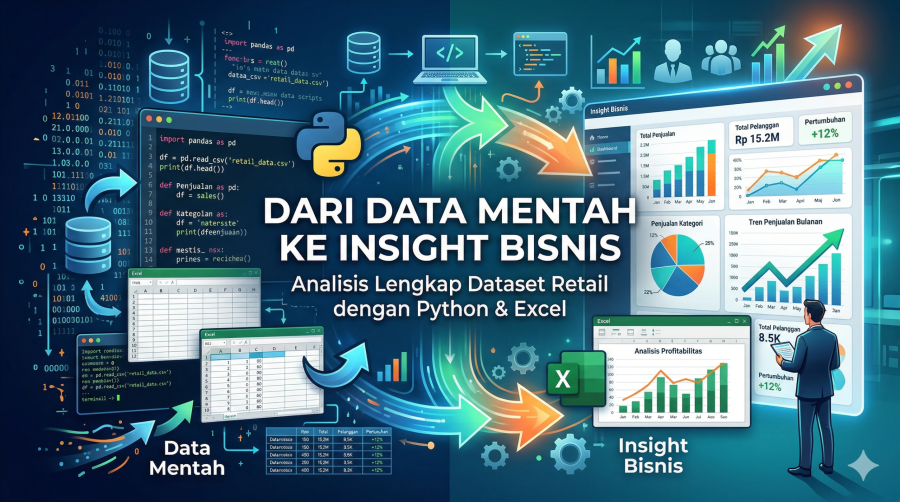 Dari Data Mentah ke Insight Bisnis: Analisis Lengkap Dataset Retail dengan Python & Excel