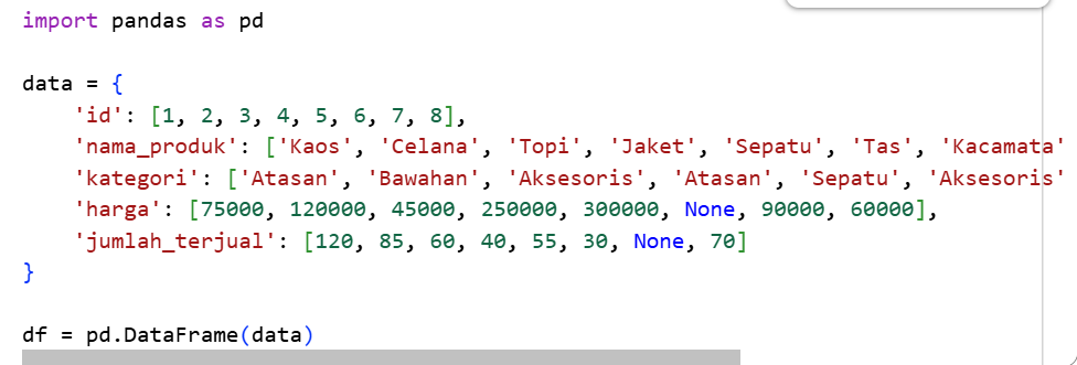 Import Pandas dan menyiapkan data di Google Colab